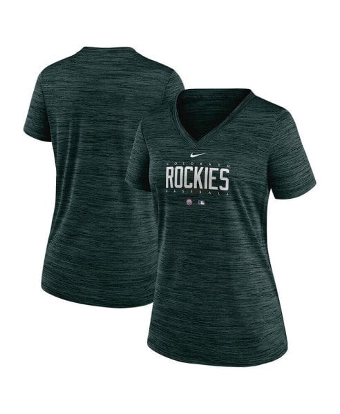 Футболка женская Nike Городской коннект Colorado Rockies Velocity Practice V-Neck (зеленая)