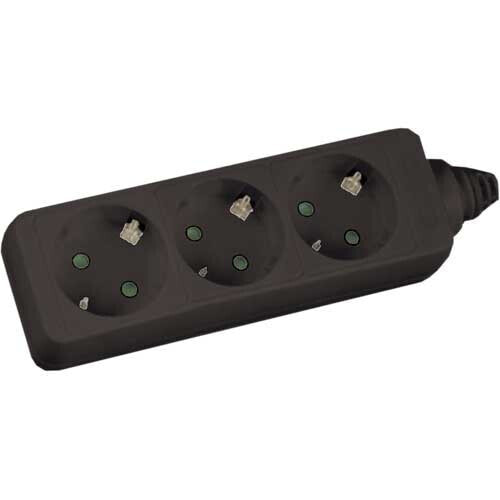 Удлинитель Inline Socket strip - 3-way earth contact CEE 7/3 - black - 3m
