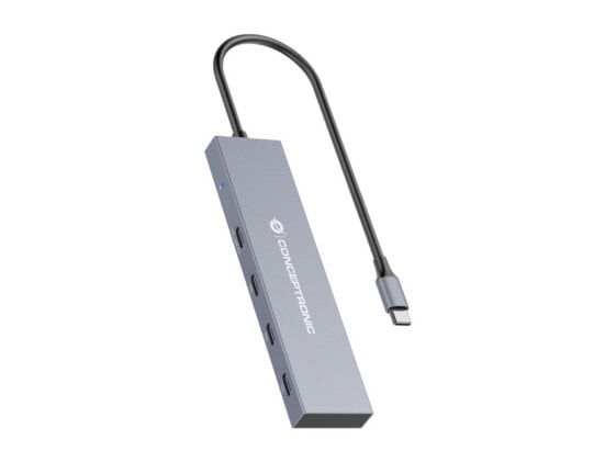 Conceptronic HUBBIES14G - USB 3.2 Gen 2 (3.1 Gen 2) Type-C - USB 3.2 Gen 2 (3.1 Gen 2) Type-C - 10000 Mbit/s - Grey - Aluminium - 100 W