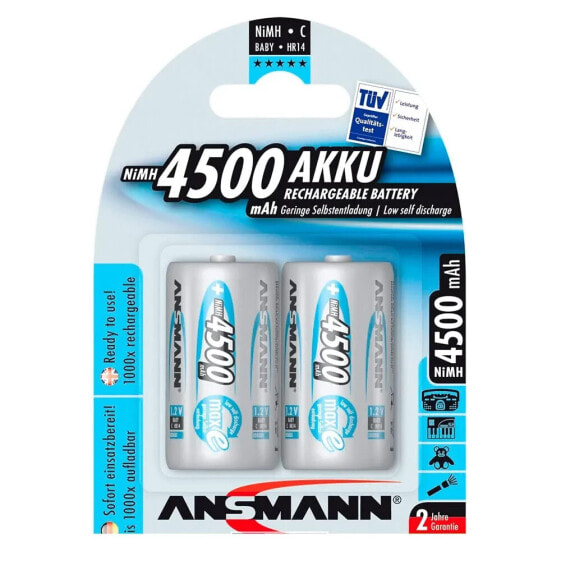 ANSMANN MaxE NiMH Rechargeable Baby C 4500mAh Batteries