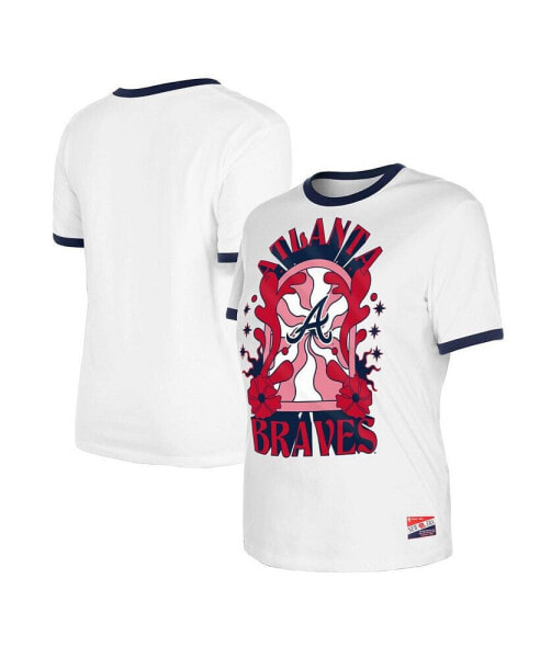 Women's White Atlanta Braves Oversized Ringer T-Shirt