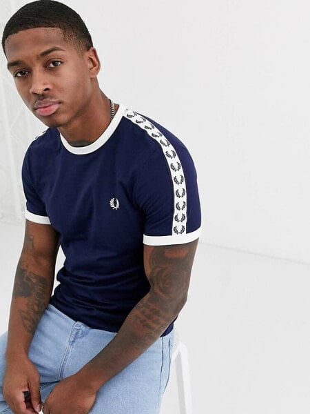 Fred Perry taped ringer t-shirt in navy