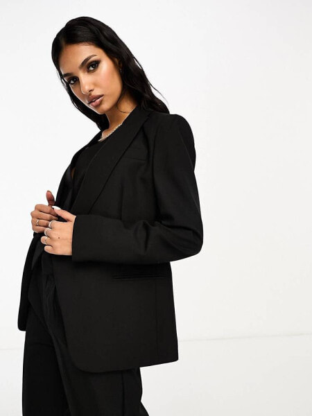 Mango asymmetric blazer in black co-ord