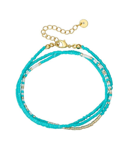 Turquoise and White Beads Wrap Bracelet or Necklace