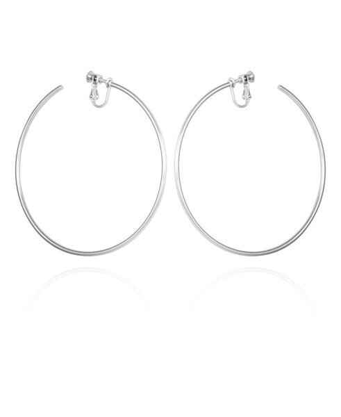 Silver-Tone Large Open Hoop Earrings