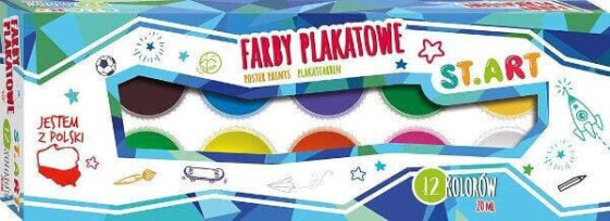 St. Majewski Farby plakatowe 12 kolorów 20ml ST.ART