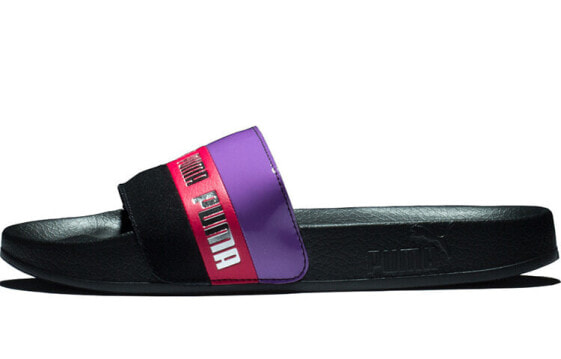 Шлепанцы спортивные PUMA Damen Sandale Leadcat Remix черно-фиолетовые.