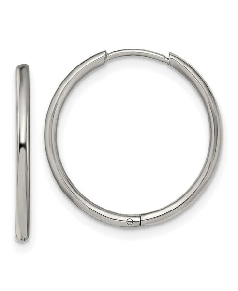 Stainless Steel Polished Hinged Hoop Earrings