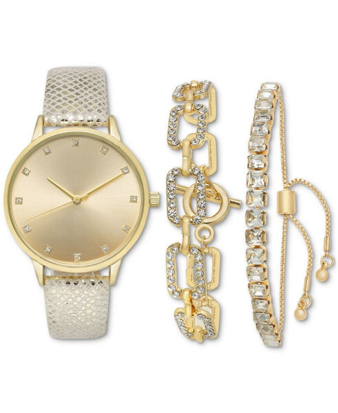 Women's White Strap Watch 36m Gift Set, Created for Macy's