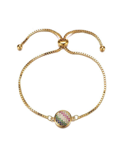 Gigi Girl Teens 14K Gold Plated Multi Color Cubic Zirconia Adjustable Bracelet