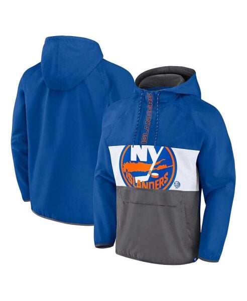 Men's Royal New York Islanders Flagrant Foul Anorak Raglan Half-Zip Hoodie Jacket