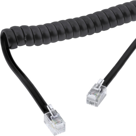 InLine Handset spiral cable - RJ10 4P4C M/M - black - max. 2m