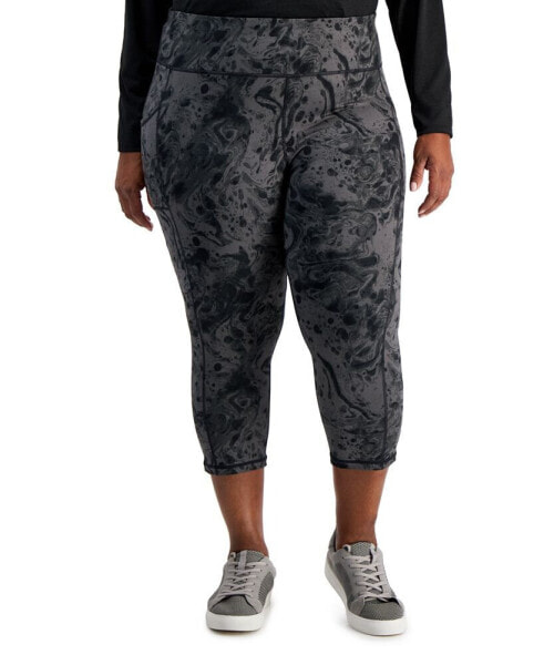 Plus Size Water Bubble Side-Pocket Cropped Leggings, Created for Macy's