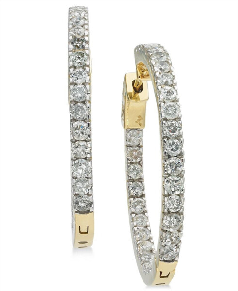 Diamond In and Out Hoop Earrings (3 ct. t.w.) in 14k White or Yellow Gold