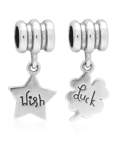Children's Wish Luck Drop Charms - Set of 2 in Sterling Silver
