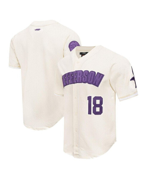 Men's Justin Jefferson Cream Minnesota Vikings Name Number Triple Tonal Button-Up Baseball Jersey