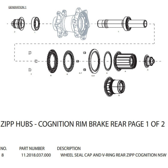 ZIPP Cognition Rear Hub Driveside Seal Cap And V-Ring Sealant
