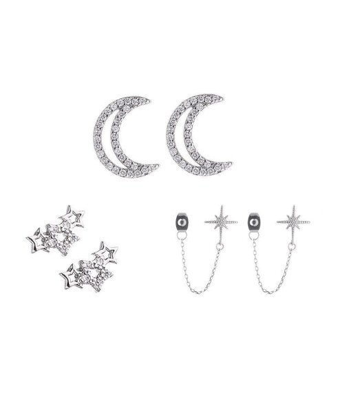 Crystal Stones Celestial Earring Set, 6 pieces