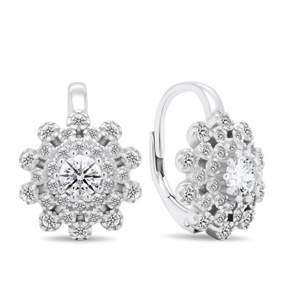 Sparkling silver earrings with zircons EA439W