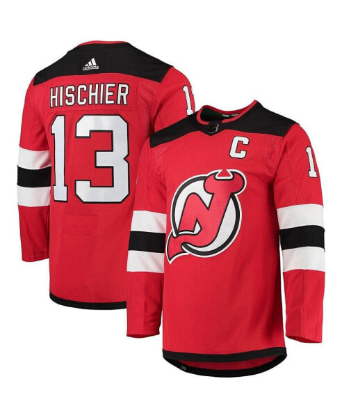 Men's Nico Hischier Red New Jersey Devils Home Captain Patch Authentic Pro Player Jersey
