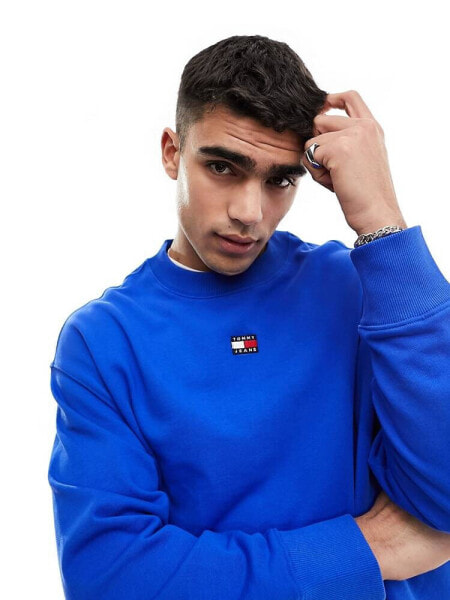 Tommy Jeans relaxed XS badge logo crewneck sweatshirt in blue