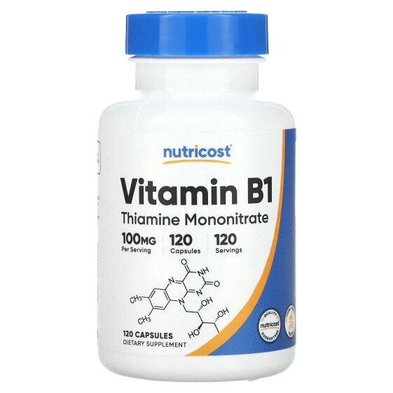 Витамин B1 100 мг, 120 капсул Nutricost