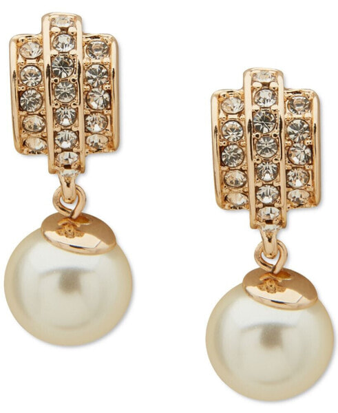 Imitation Pearl Dome Button Drop Earrings