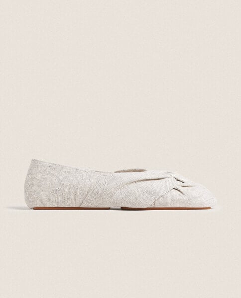 Linen ballerinas with knot detail