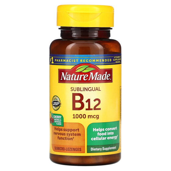 B-12 Sublingual, Cherry, 1,000 mcg, 50 Tablets