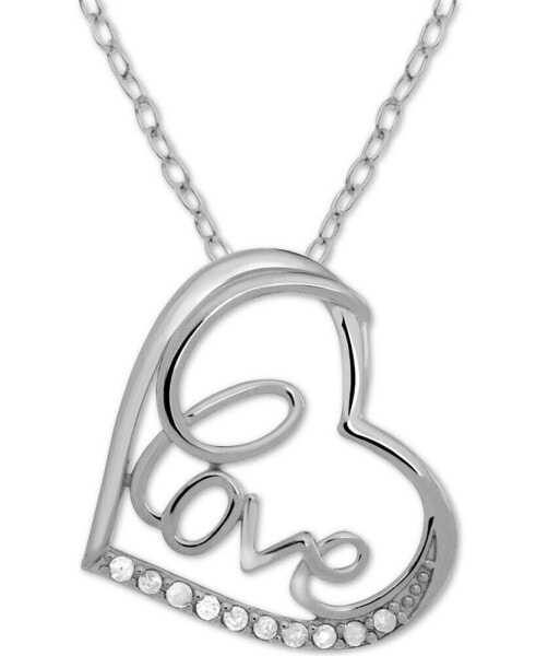 Macy's diamond Love Heart 18" Pendant Necklace (1/10 ct. t.w.) in Sterling Silver