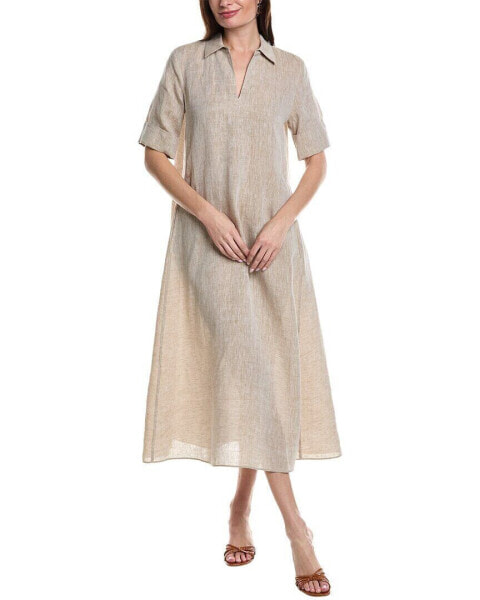 Lafayette 148 New York Short Sleeve Popover Linen Dress Women's