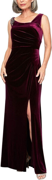 Alex Evenings 270031 Women's Long Sleeveless Velvet Dress Size 16