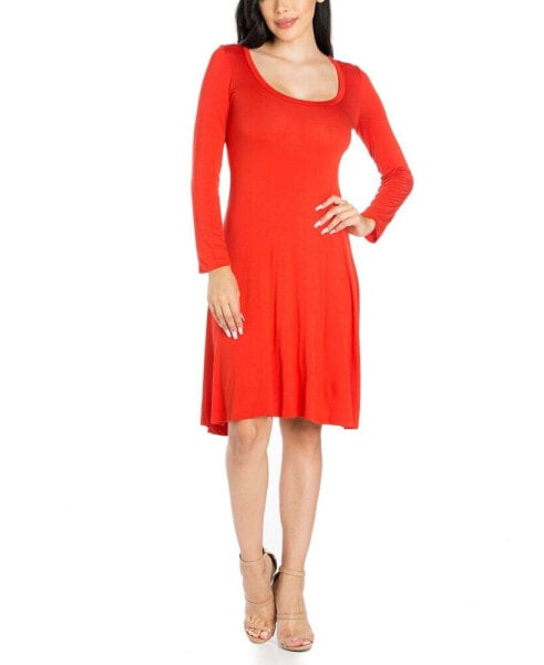 Women's Classic Long Sleeve Flared Mini Dress