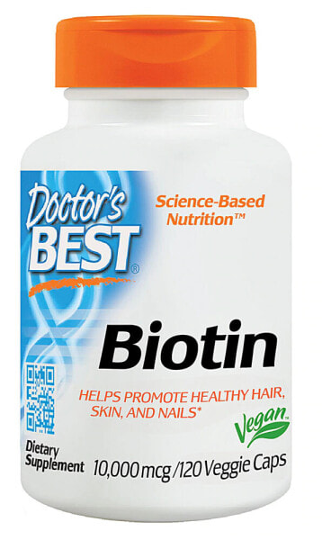 Doctors Best Biotin Биотин для питания кожи и укрепления волос и ногтей 10000 мкг 120 капсул
