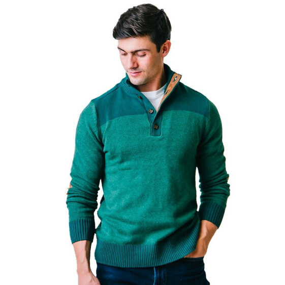 Men's Organic Cotton Contrast Sweater with Elbow Patches