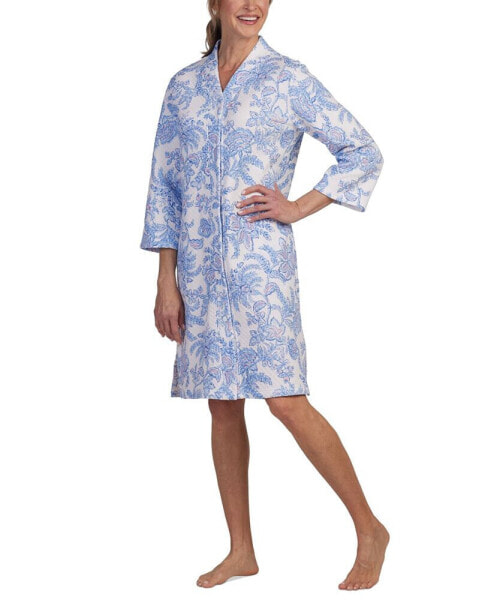 Women's Quilted Floral Snap-Front Robe