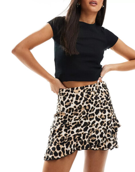 Pimkie ruffle hem mini skirt in leopard