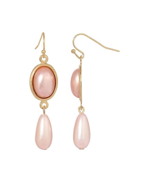 Pink Imitation Pearl Drop Earrings