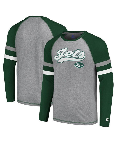 Men's Gray, Green New York Jets Kickoff Raglan Long Sleeve T-shirt