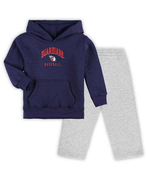 Toddler Boys and Girls Navy, Gray Cleveland Guardians Play-By-Play Pullover Fleece Hoodie and Pants Set