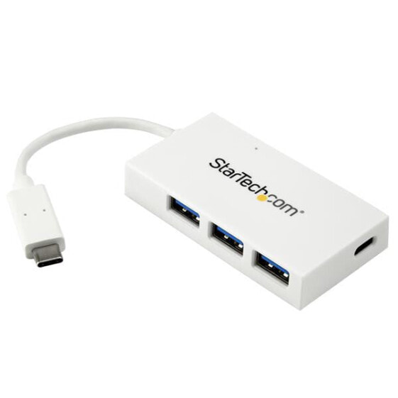 StarTech.com 4-Port USB-C Hub - USB-C to 1x USB-C and 3x USB-A - USB 3.0 Hub - White - USB 3.2 Gen 1 (3.1 Gen 1) Type-C - USB 3.2 Gen 1 (3.1 Gen 1) Type-A - USB 3.2 Gen 1 (3.1 Gen 1) Type-C - 5000 Mbit/s - White - Plastic - Power