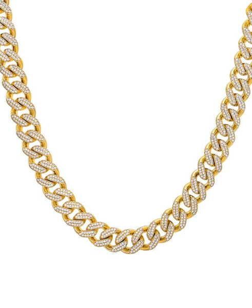Macy's men's Cubic Zirconia Curb Link 24" Chain Necklace in 24k Gold-Plated Sterling Silver