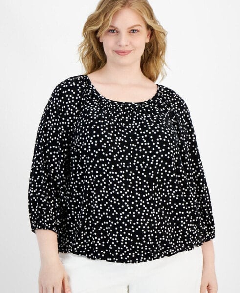 Plus Size 3/4-Sleeve Peasant Shirt