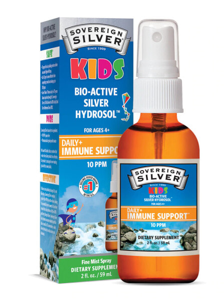 Sovereign Silver Bio-Active Silver Hydrosol For Kids Daily Immune Support Fine Mist Spray Биоактивный гидрозоль серебра 10 ppm для детей 59 мл