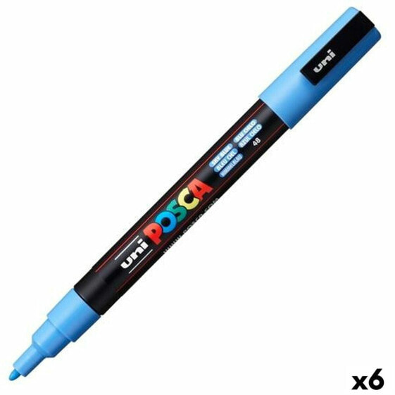 Ручка фломастер POSCA PC-3M Небесно-голубая (6 штук)
