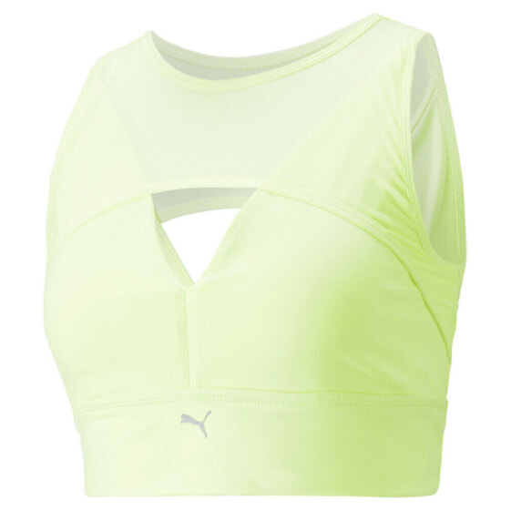 Топ спортивный PUMA Forever Luxe V Neck Powermesh Женский Брается Желтый Casual