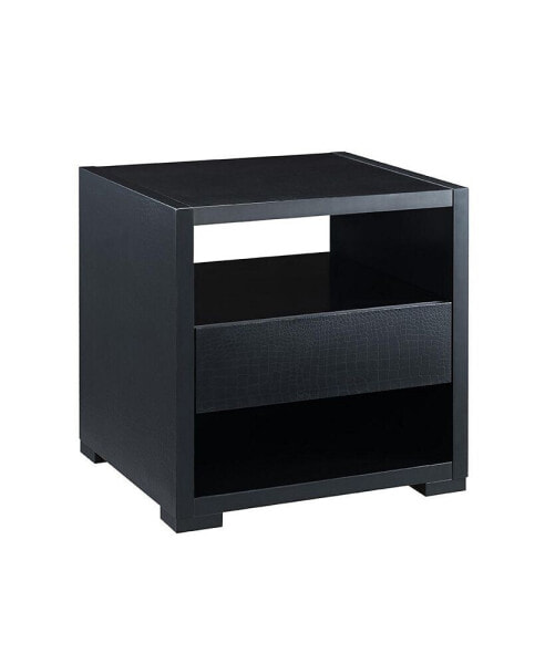 End Table Faux Croc Black