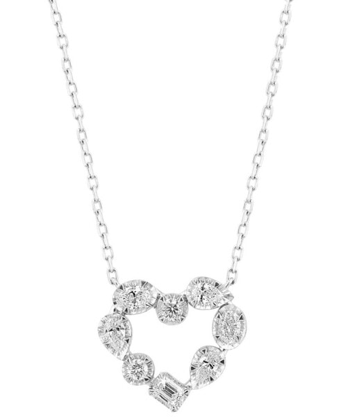 EFFY Collection eFFY® Diamond Multi-Cut Heart 18" Pendant Necklace (1/2 ct. t.w.) in 14k White Gold