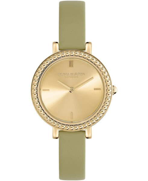 Часы и аксессуары Olivia Burton Женские наручные часы Vintage-Like Bead с кожаным ремешком зеленого цвета 30 мм