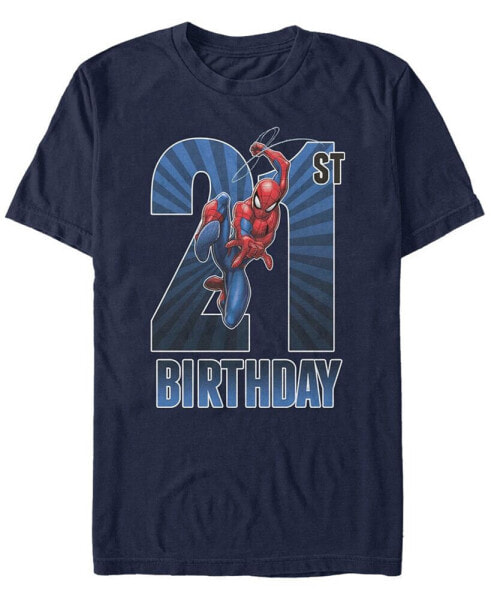 Men's Marvel Spider-Man Swinging 21st Birthday Short Sleeve T-Shirt